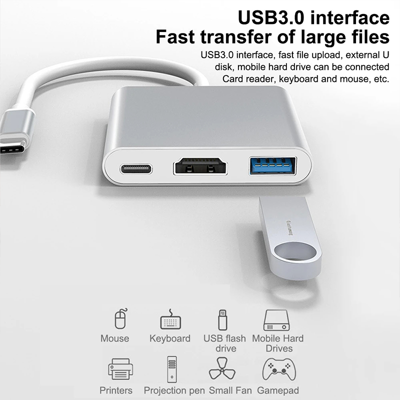 3 in 1 USB Type C Hub to 4K HD - đánh giá và giá Tablet Ipad Accessories