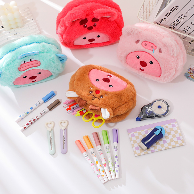 Cartoon Plush Pencil Bag Stude - đánh giá và giá Case With Pencil Holder